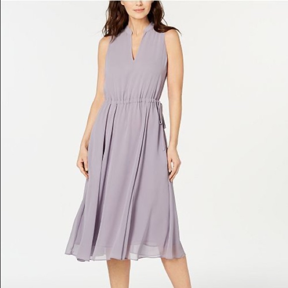 NWT Anne Klein Drawstring MIDI Dress in Lilac